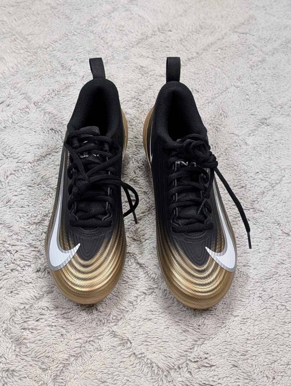 Nike Vapor Speed 3 Black Metallic Gold Football Cleats Mens 7.5 FB3303-003 NEW